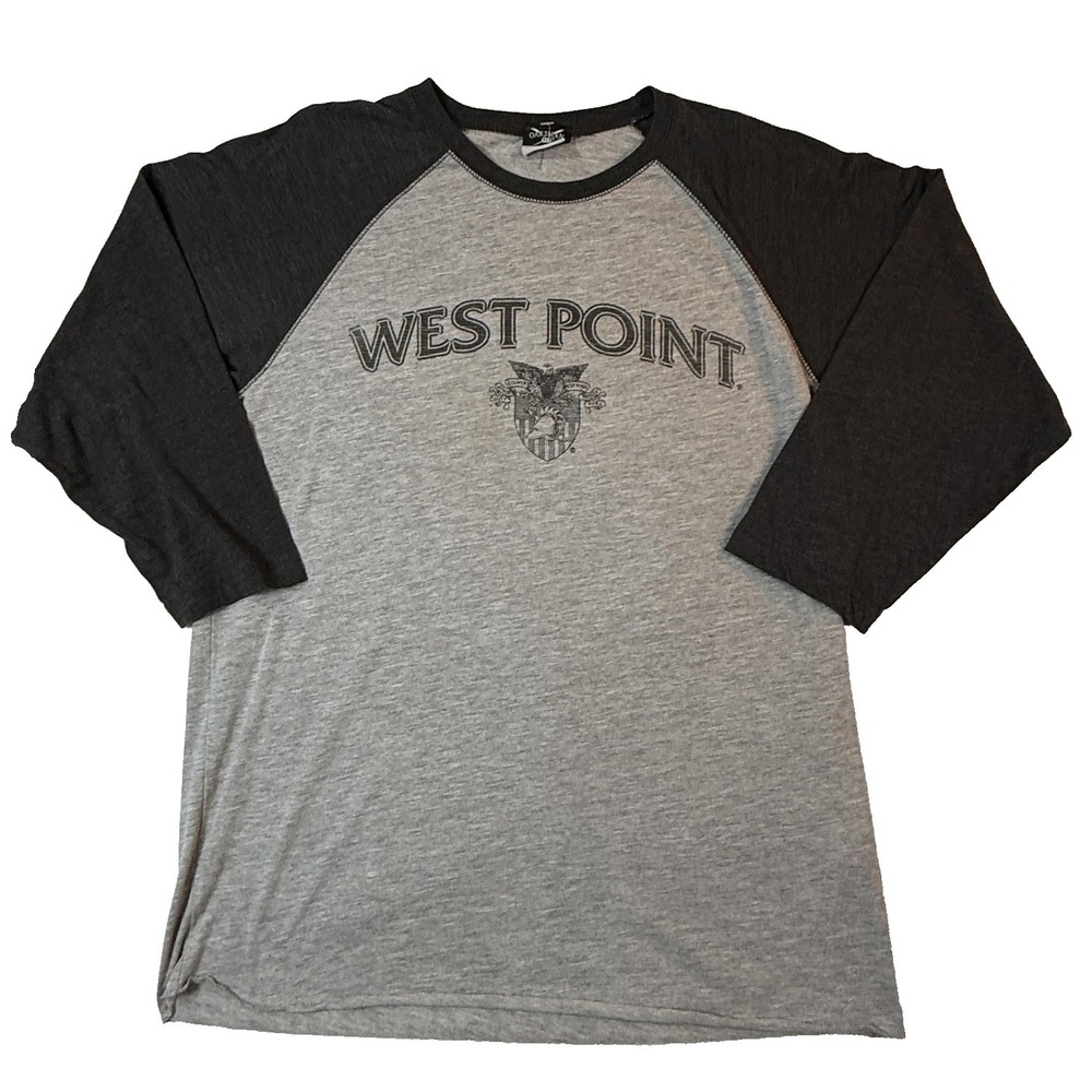 Vintage West Point Raglan Tee Mens M Army Black Knights Gray 3/4 Sleeve USA